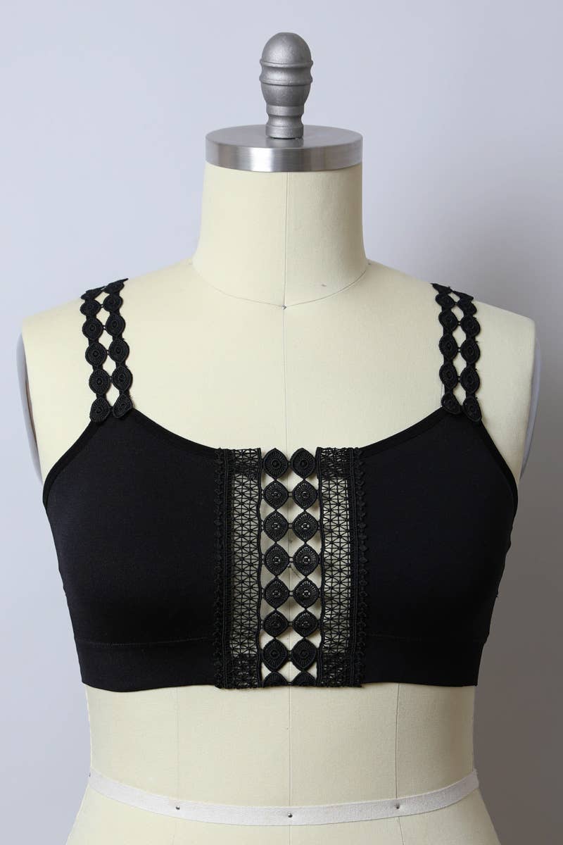Boho Eye Lace Applique Bralette Plus Size
