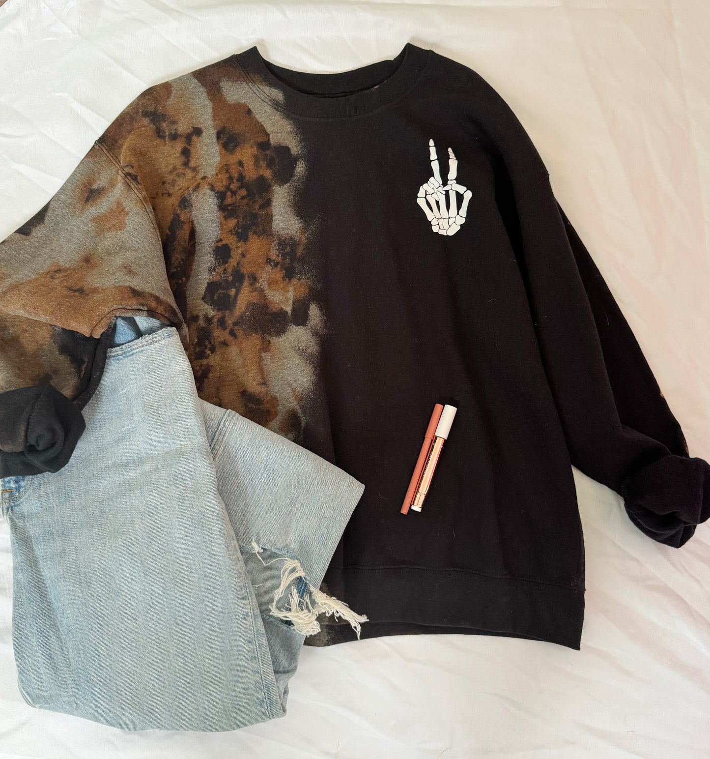 Black Acid Wash Crewneck