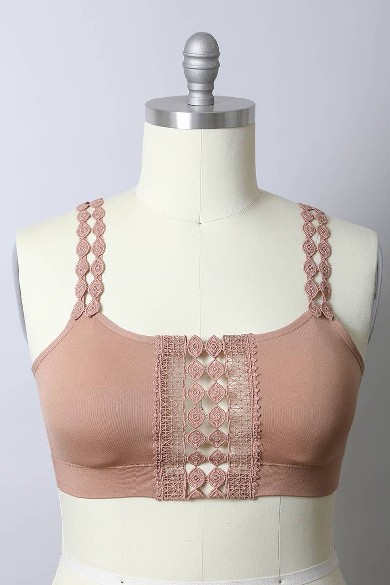 Boho Eye Lace Applique Bralette Plus Size