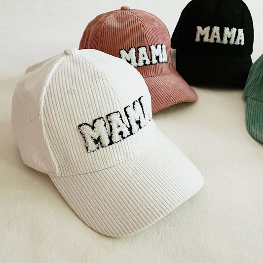 Corduroy Mama Ball Cap: White