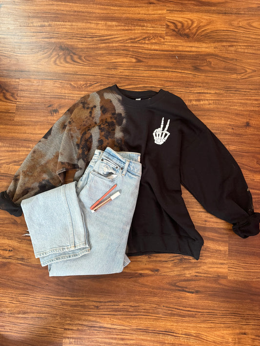 Black Acid Wash Crewneck