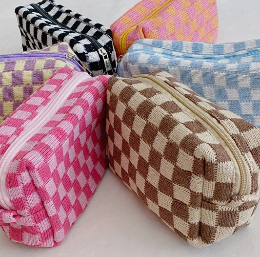 Checkered zipper pouches