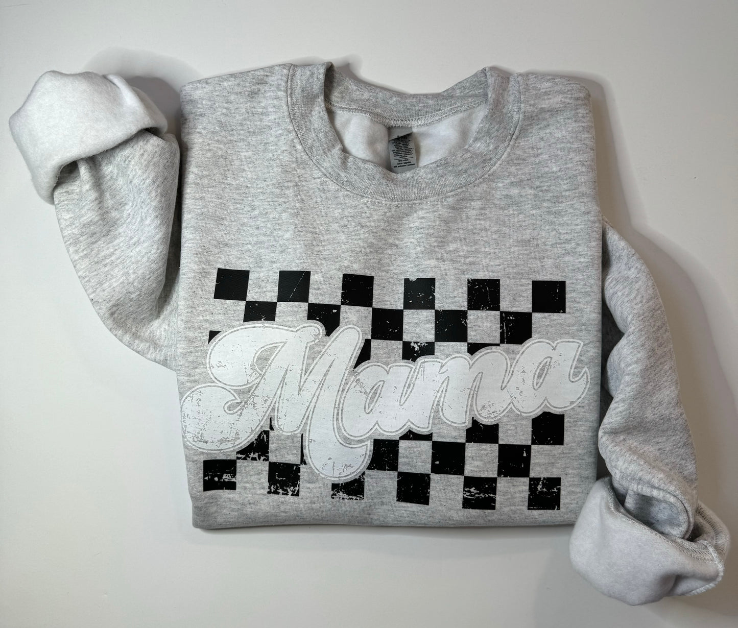 checkered Mama crewneck