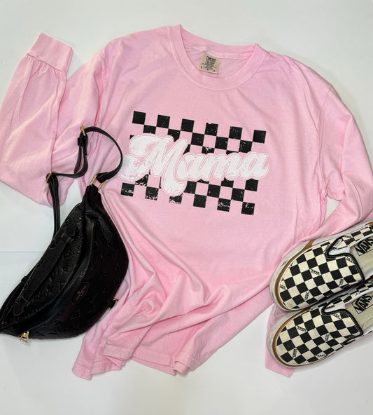 checkered Mama long sleeve tshirt
