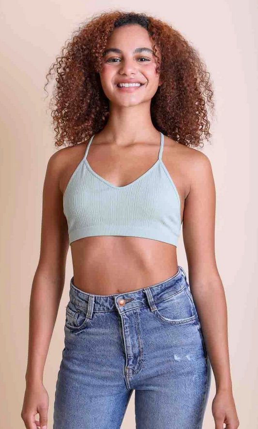 Tattoo Mesh Racerback Bralette Sage green