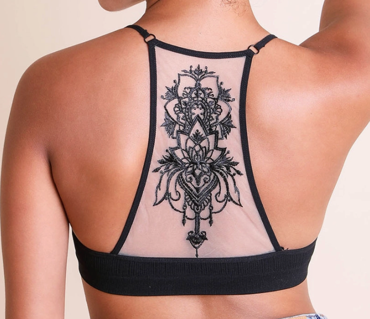 Tattoo Mesh Racerback Bralette Sage green