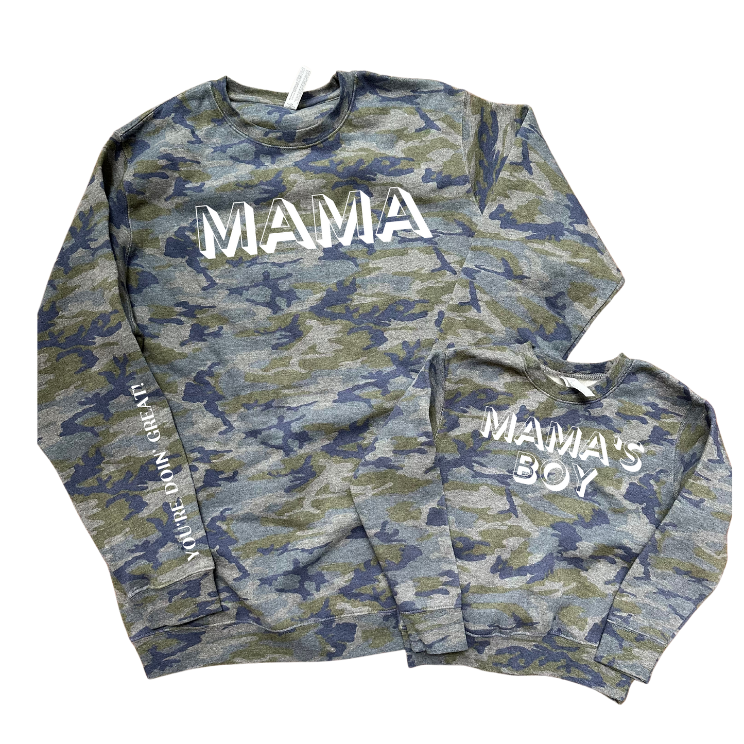 Boy Mama camo crewneck sweatshirt