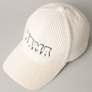 MAMA Embroidered Corduroy Baseball Cap