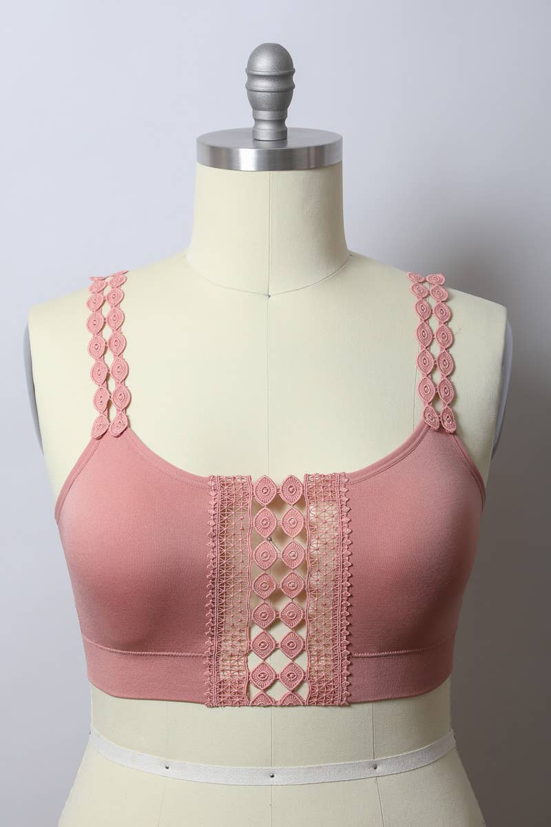 Boho Eye Lace Applique Bralette Plus Size