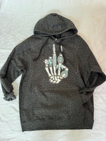 Skeleton peace sign leopard hoodie