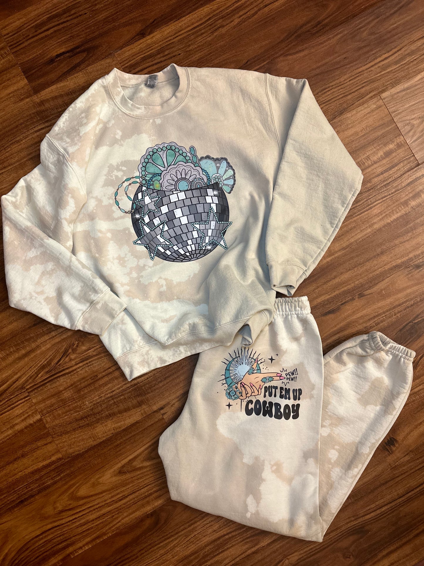Tan Bleached sweat set