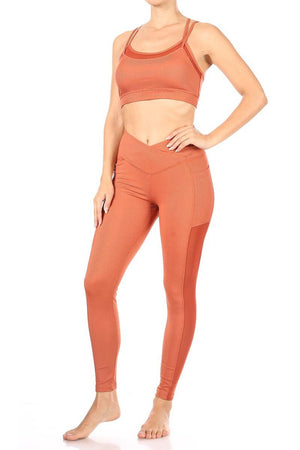 Rib Bra Top + Crossover Waist Leggings