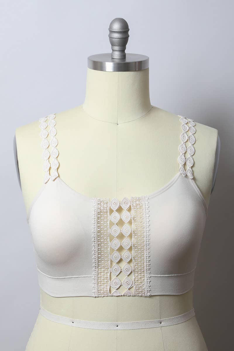 Boho Eye Lace Applique Bralette Plus Size
