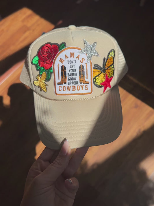 Khaki Cowboy Patch Trucker Hat