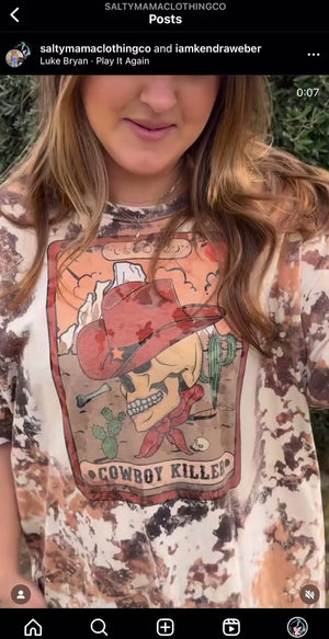 
            
                Load and play video in Gallery viewer, Cowboy Killer cow print bleach washed tee
            
        