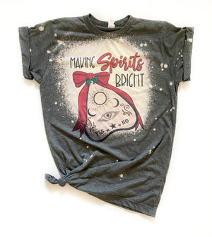 Making Spirits Bright Christmas Bleached Tee