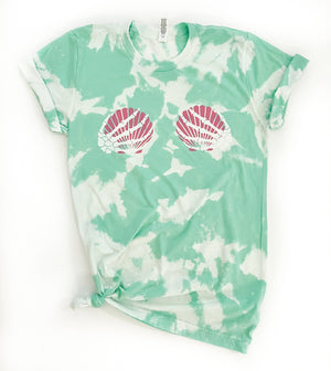 Skeleton Seashell Mermaid Tie Dye Tee