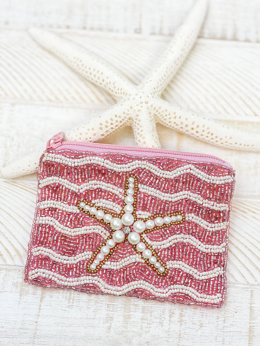 Pearl Starfish Beaded Zip Pouch