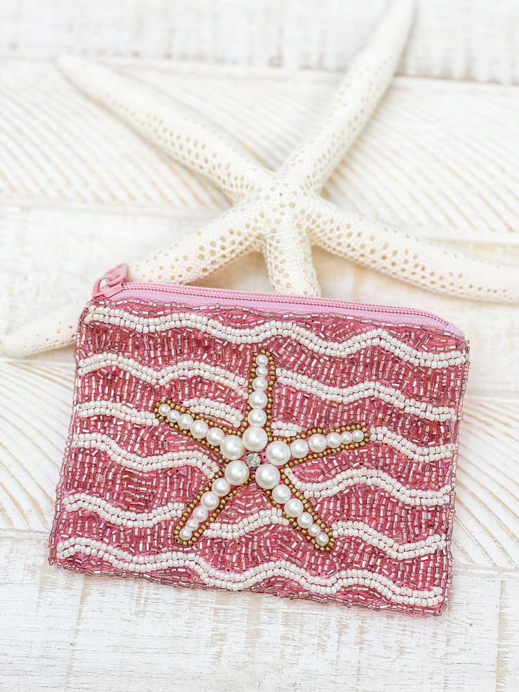 Pearl Starfish Beaded Zip Pouch