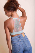 Tattoo Mesh Racerback Bralette Sage green