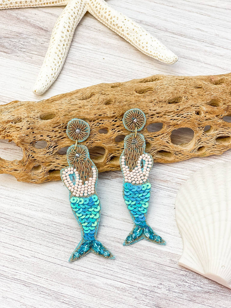 Mermaid Beaded Statement Earrings