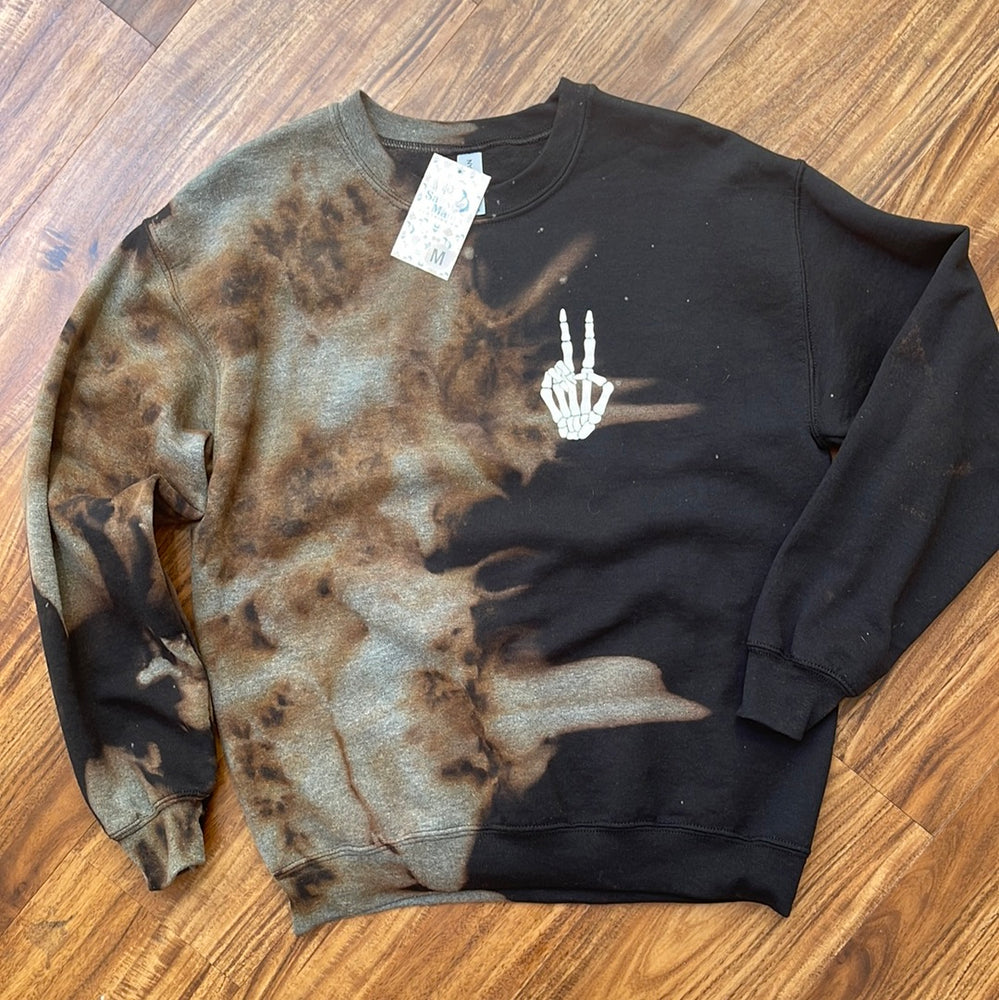 Skeleton hand- Acid Wash Crewneck