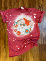 Red bleached Hippie Santa tshirt